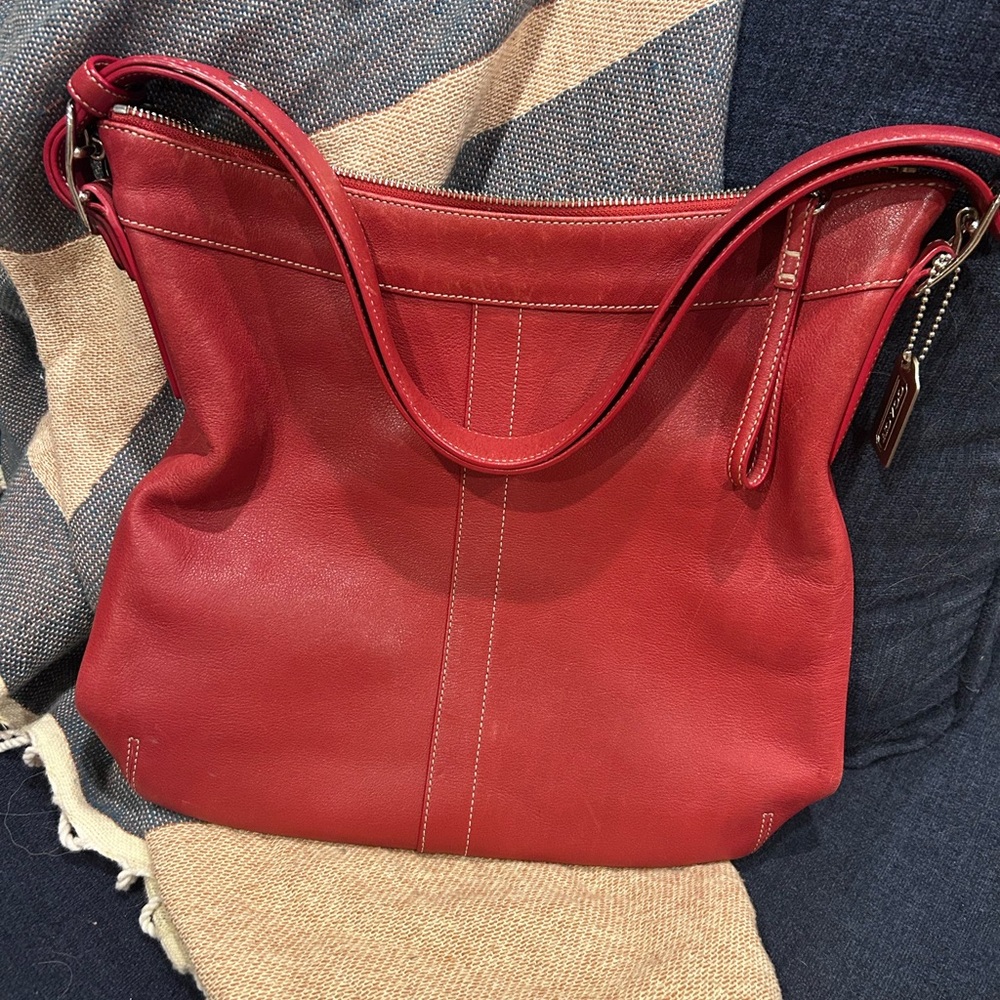 Coach Cherry Red Leather Shoulder Bag - Picture 2 of 7
